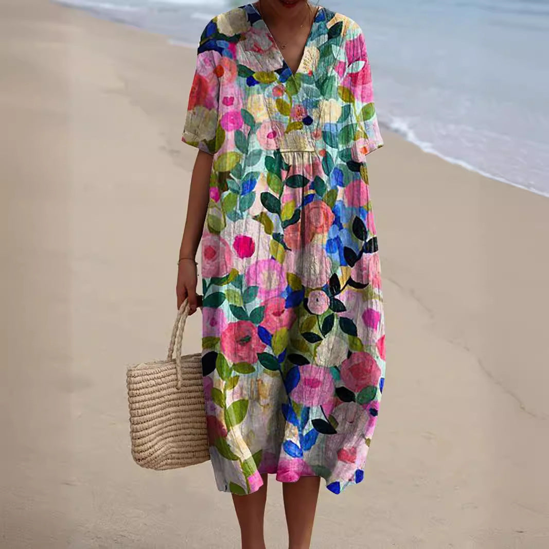 Women’s Floral V-Neck Summer Dress