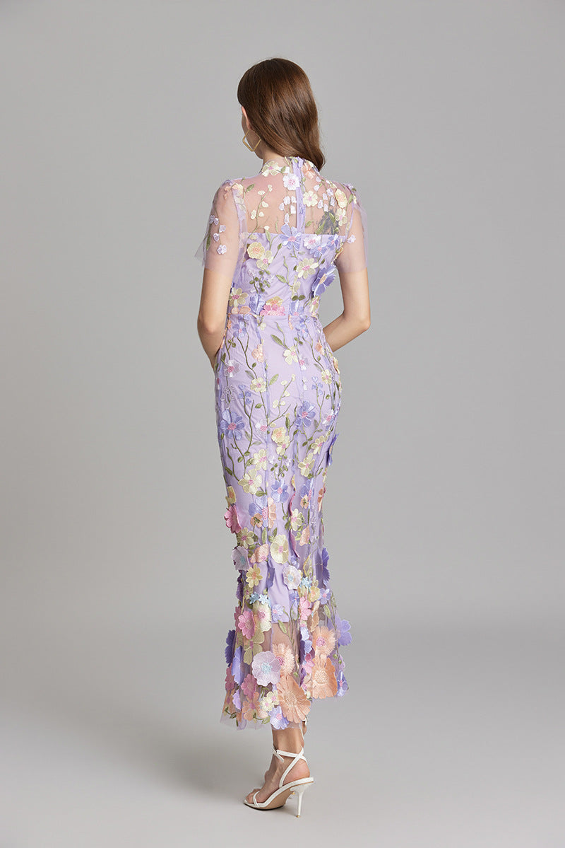 Women’s 3D Floral Mesh Maxi Dress