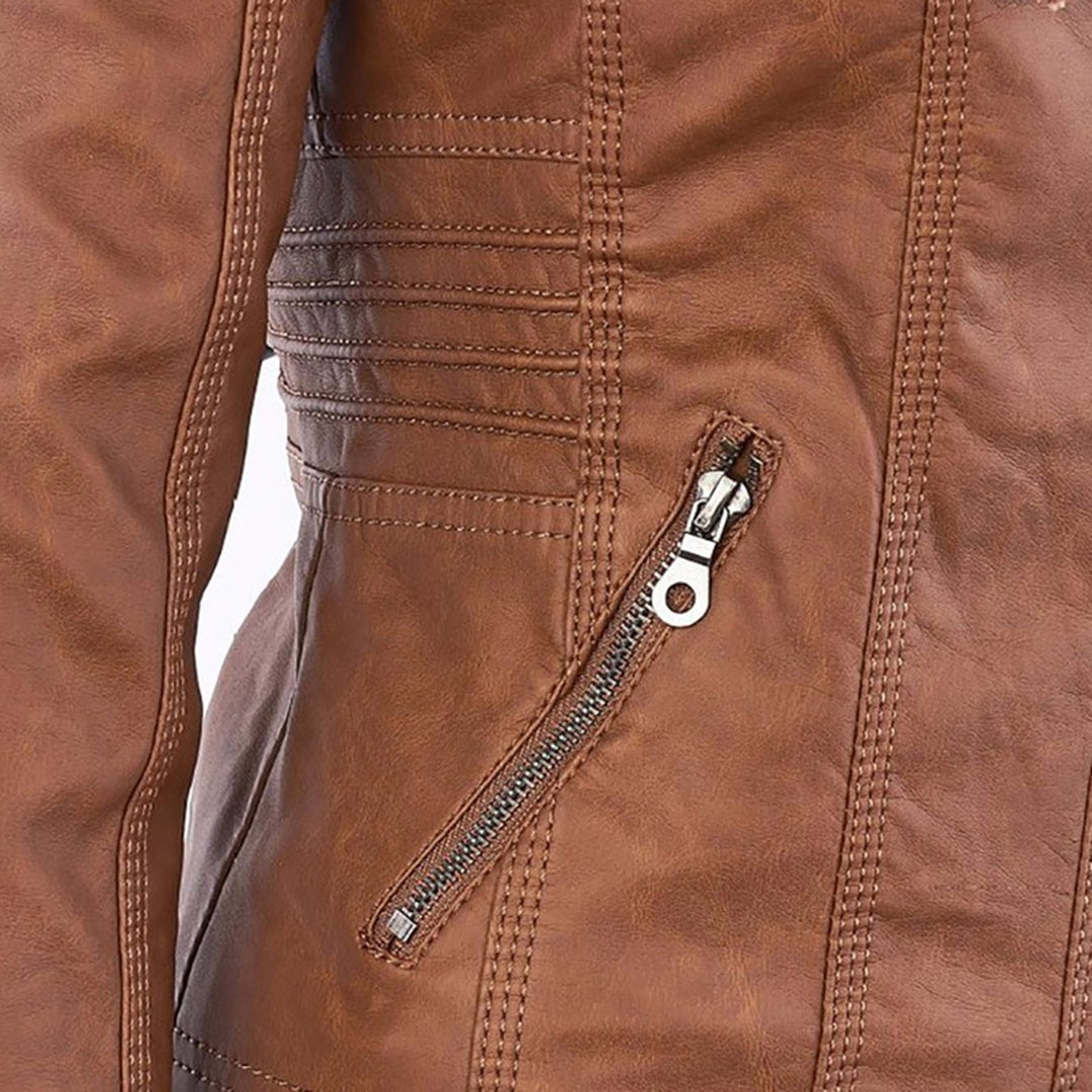 Women’s Lined Hooded Leather Jacket