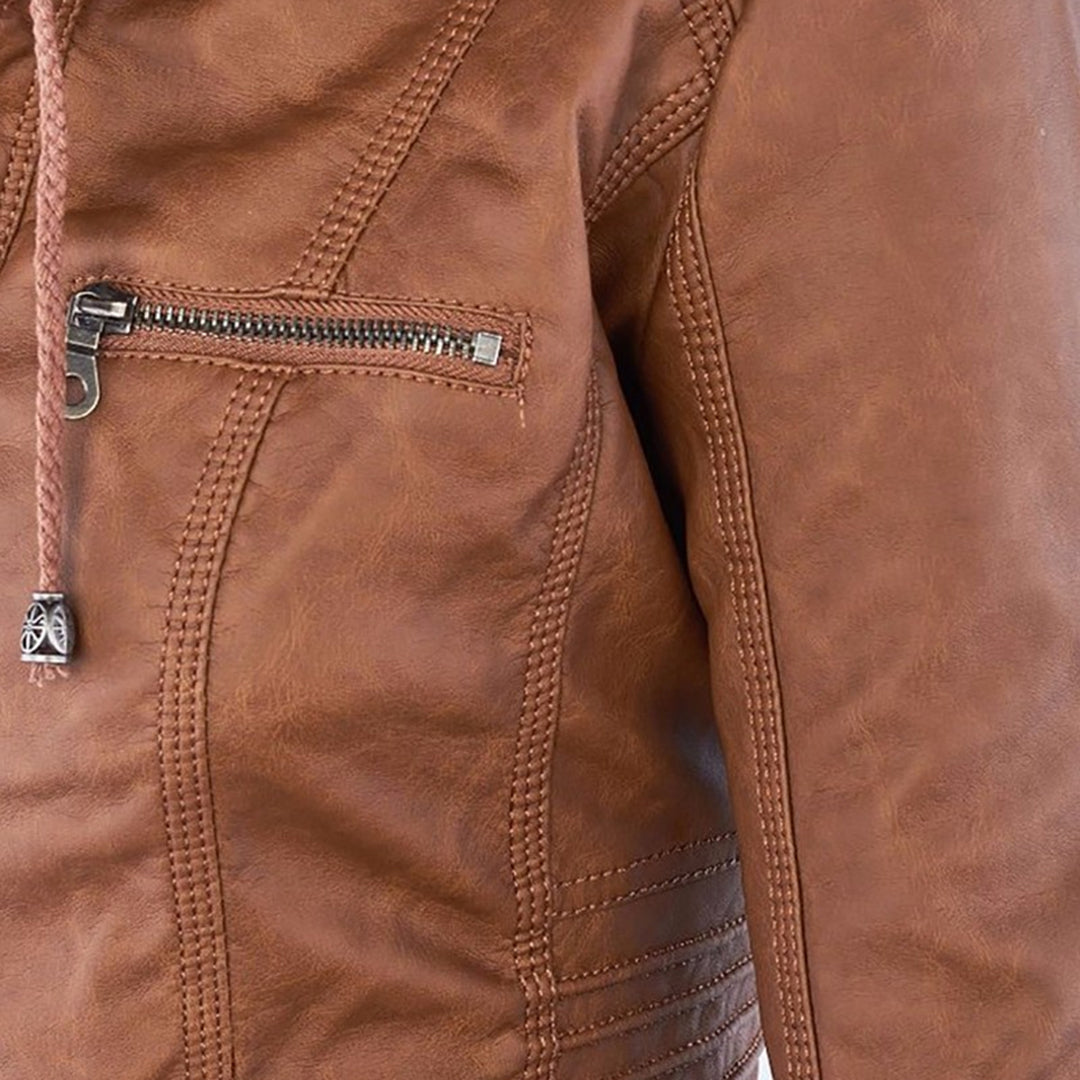 Women’s Lined Hooded Leather Jacket