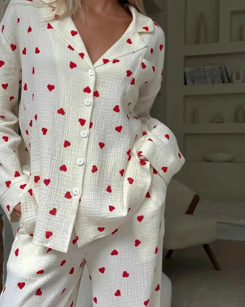 Women’s Heart Print Pyjama Set