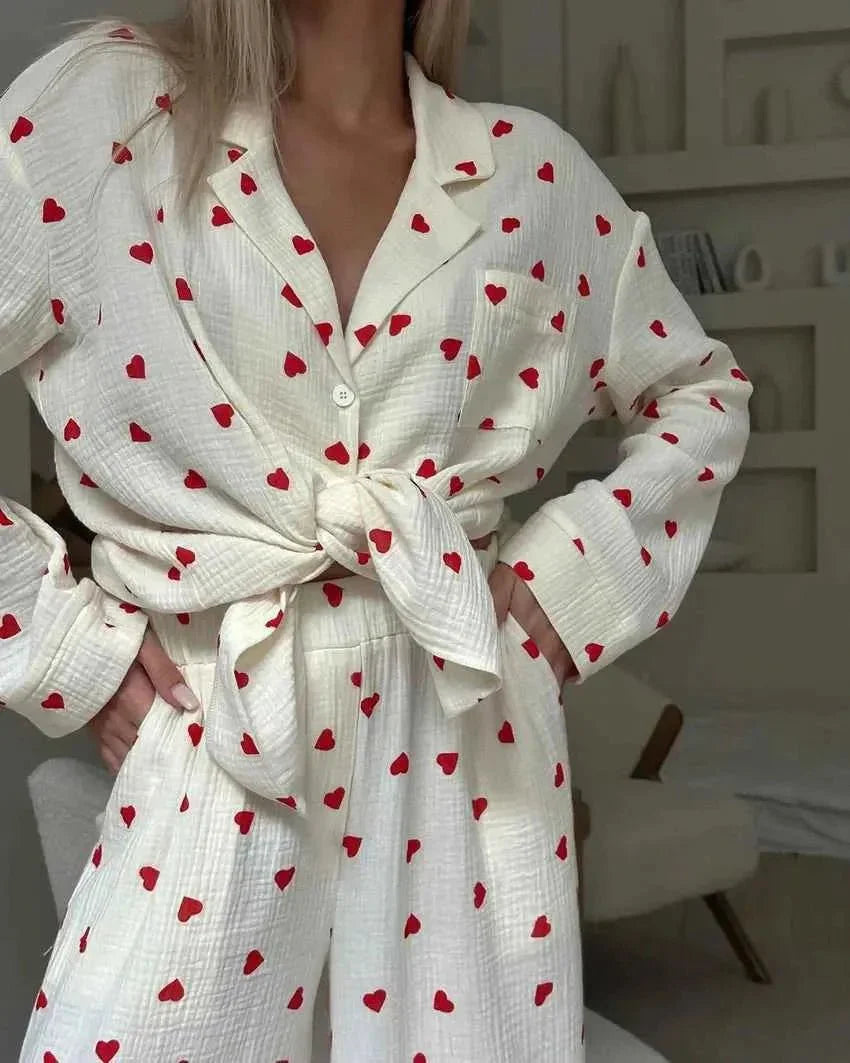 Women’s Heart Print Pyjama Set