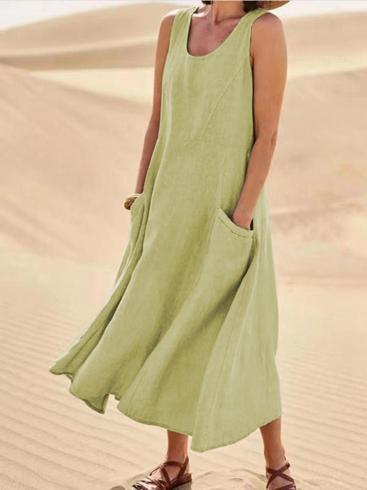 Women’s Plain Linen Summer Dress