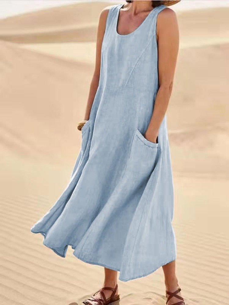 Women’s Plain Linen Summer Dress