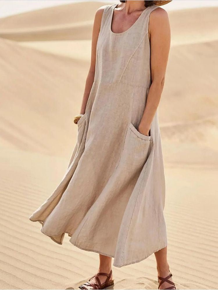 Women’s Plain Linen Summer Dress