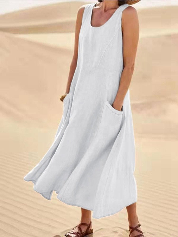 Women’s Plain Linen Summer Dress
