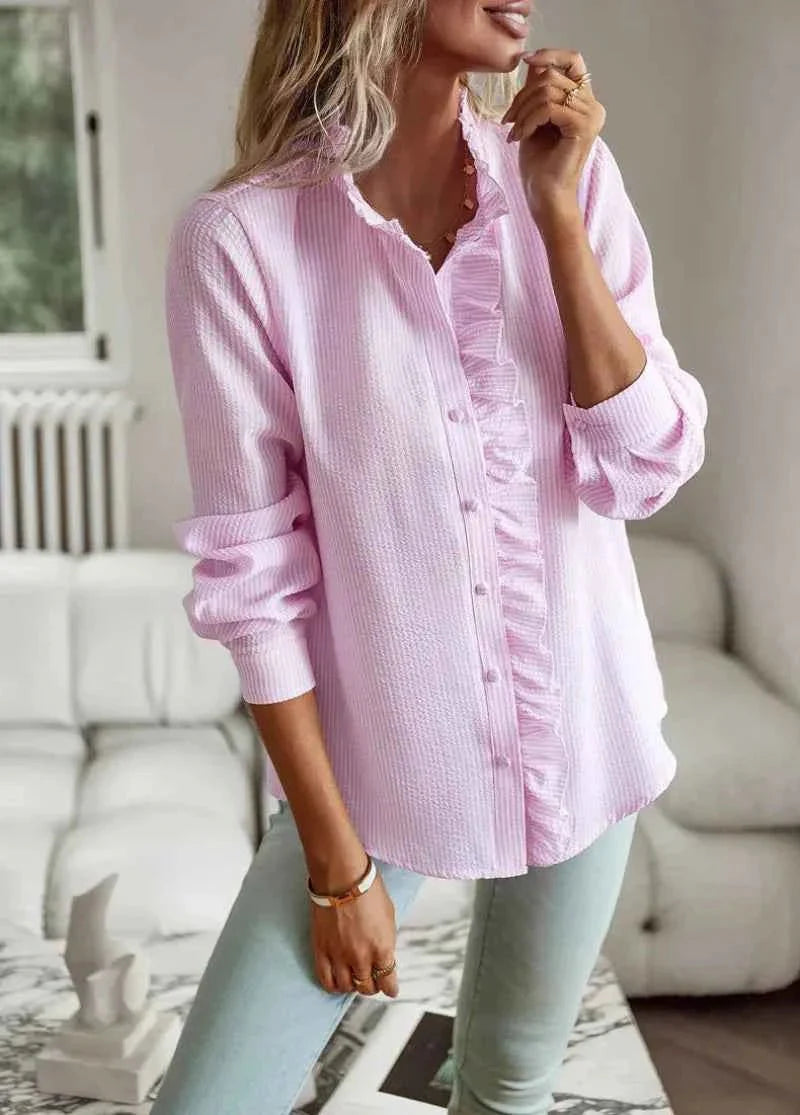 Women’s Ruffle Collar Button Blouse
