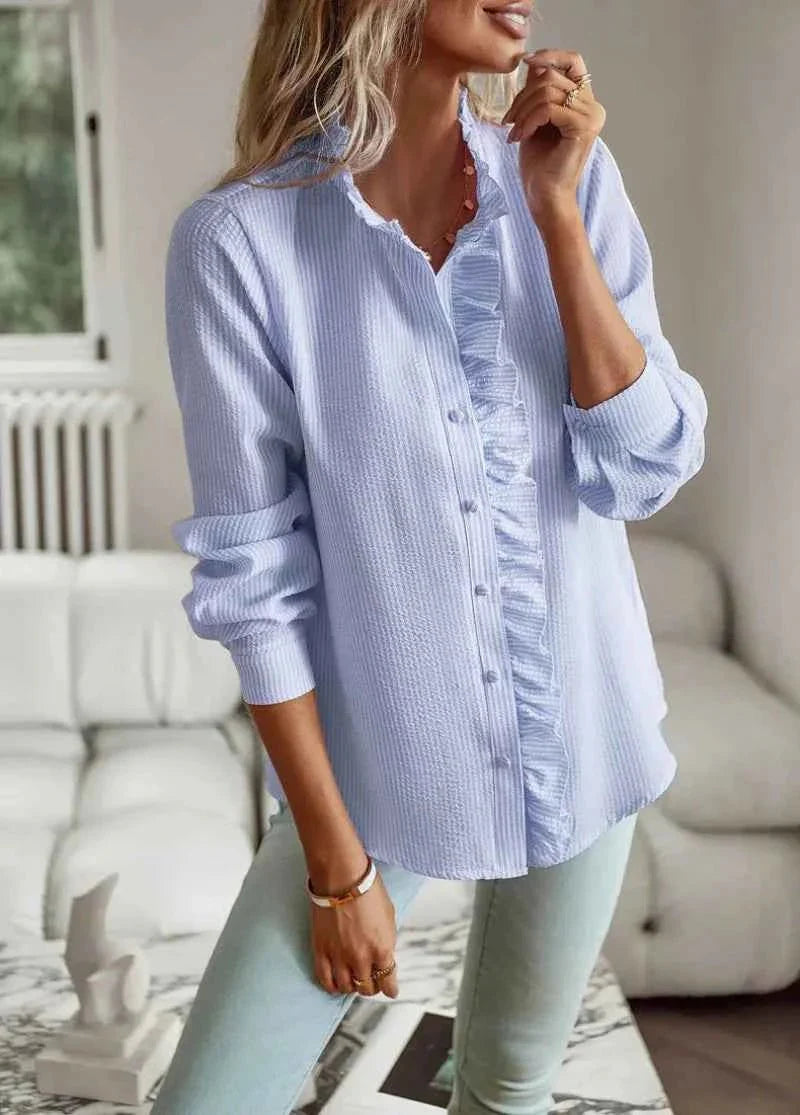 Women’s Ruffle Collar Button Blouse