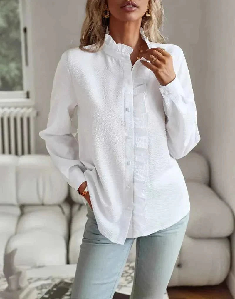 Women’s Ruffle Collar Button Blouse