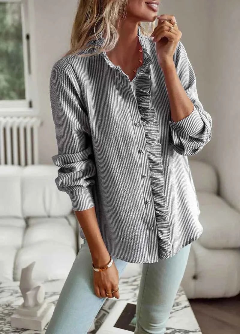 Women’s Ruffle Collar Button Blouse