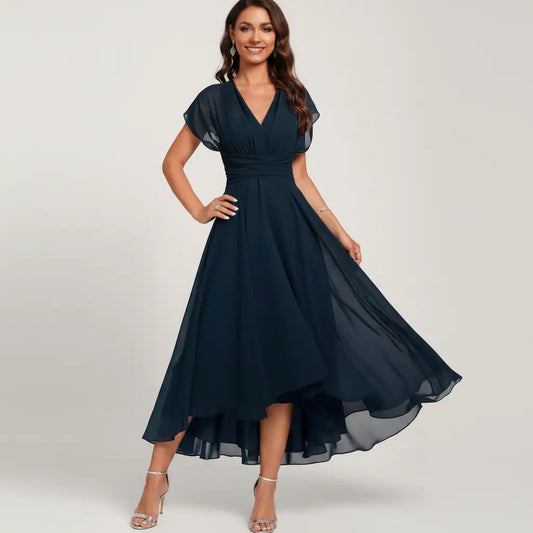 Women’s Navy Chiffon Midi Dress