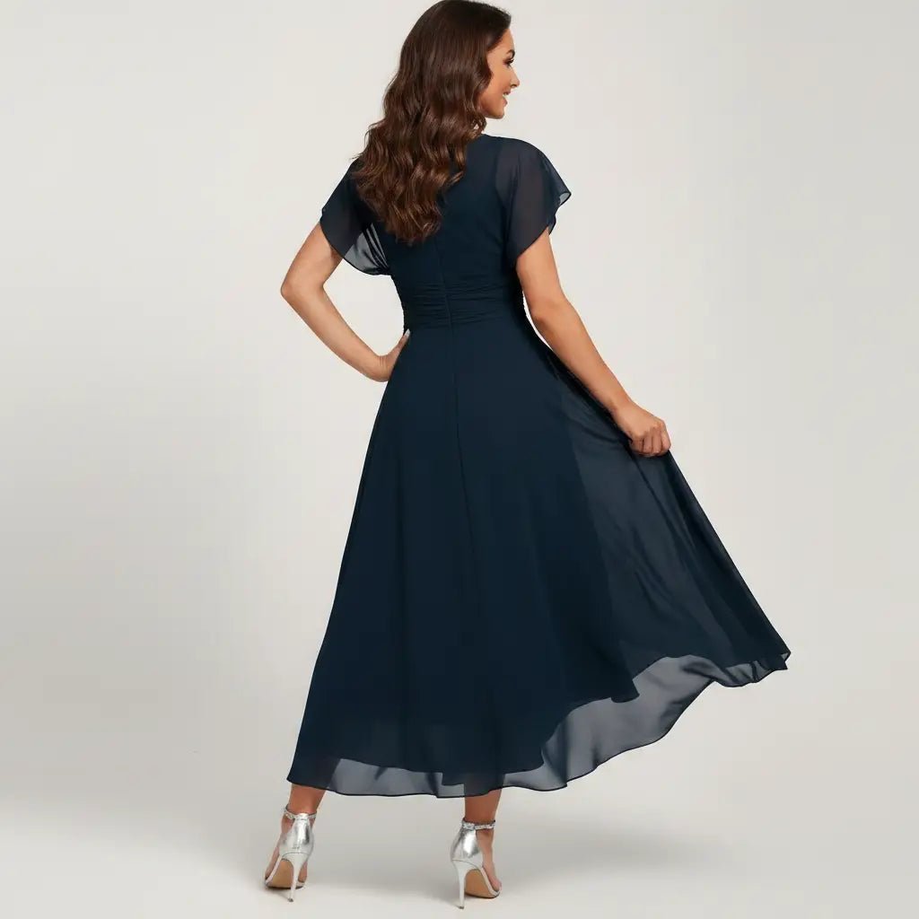 Women’s Navy Chiffon Midi Dress