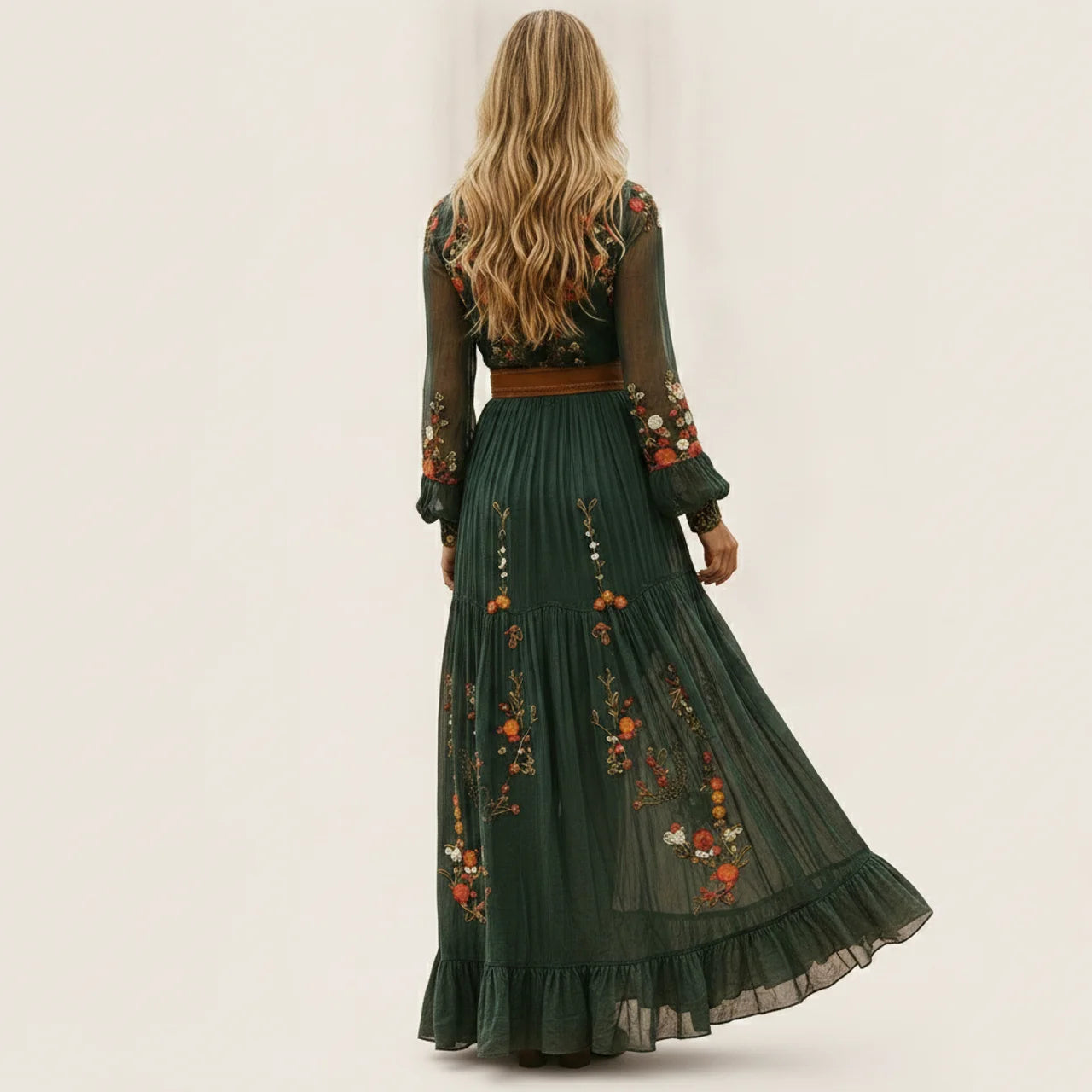 Women’s Embroidered Chiffon Maxi Dress
