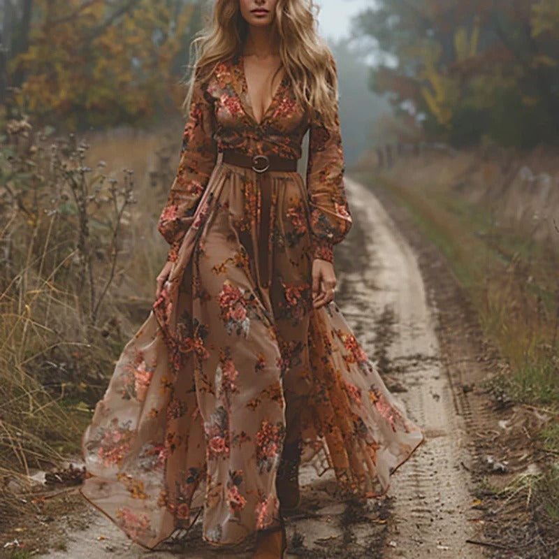 Women’s Embroidered Chiffon Maxi Dress