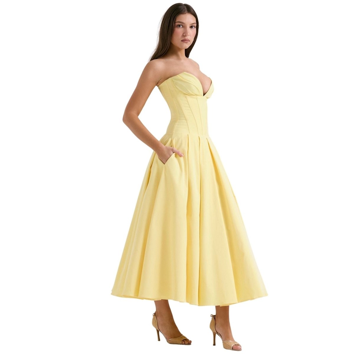 Women’s Strapless Corset Midi Dress
