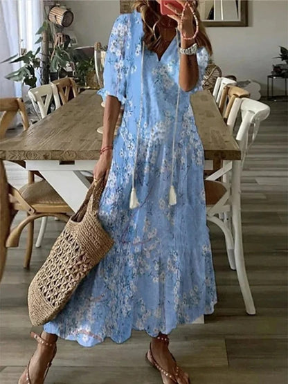 Women’s Boho V-Neck Maxi Dress
