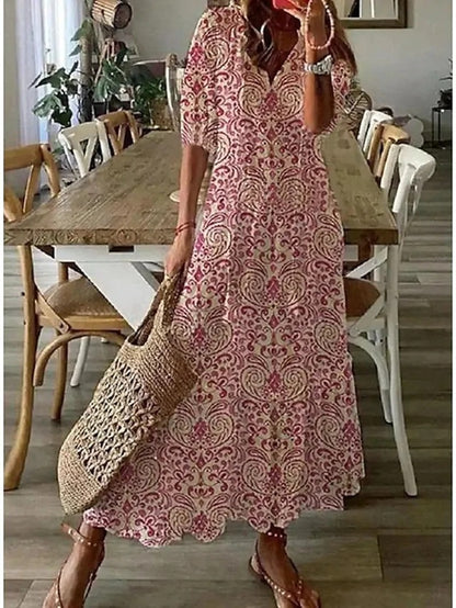 Women’s Boho V-Neck Maxi Dress